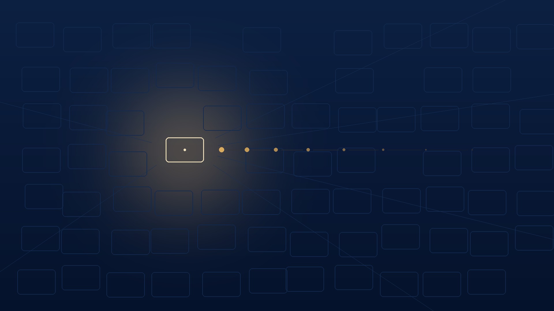 A field of faint capture frames on deep blue, one lit warm inside a pool of light, with a run of amber marks leaving it and thinning into the distance: one clip, and the royalty it keeps earning